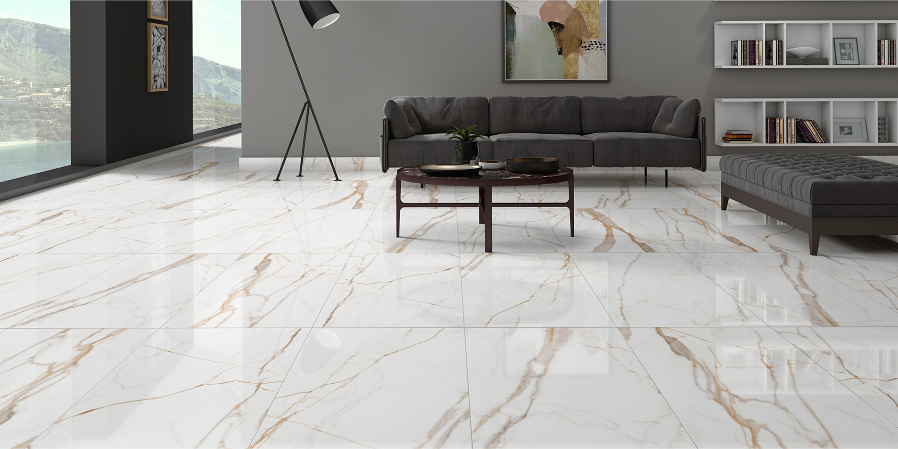 Tile installation in a modern interior